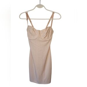 Vintage Nip Tuck & Boost Pale Pink Adjustable Strap Bodycon Slip Dress Size 34B